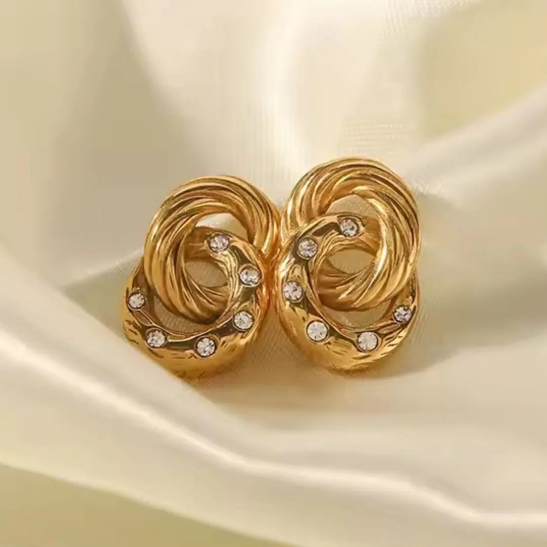 Textured Link Stud Earrings Wisteria