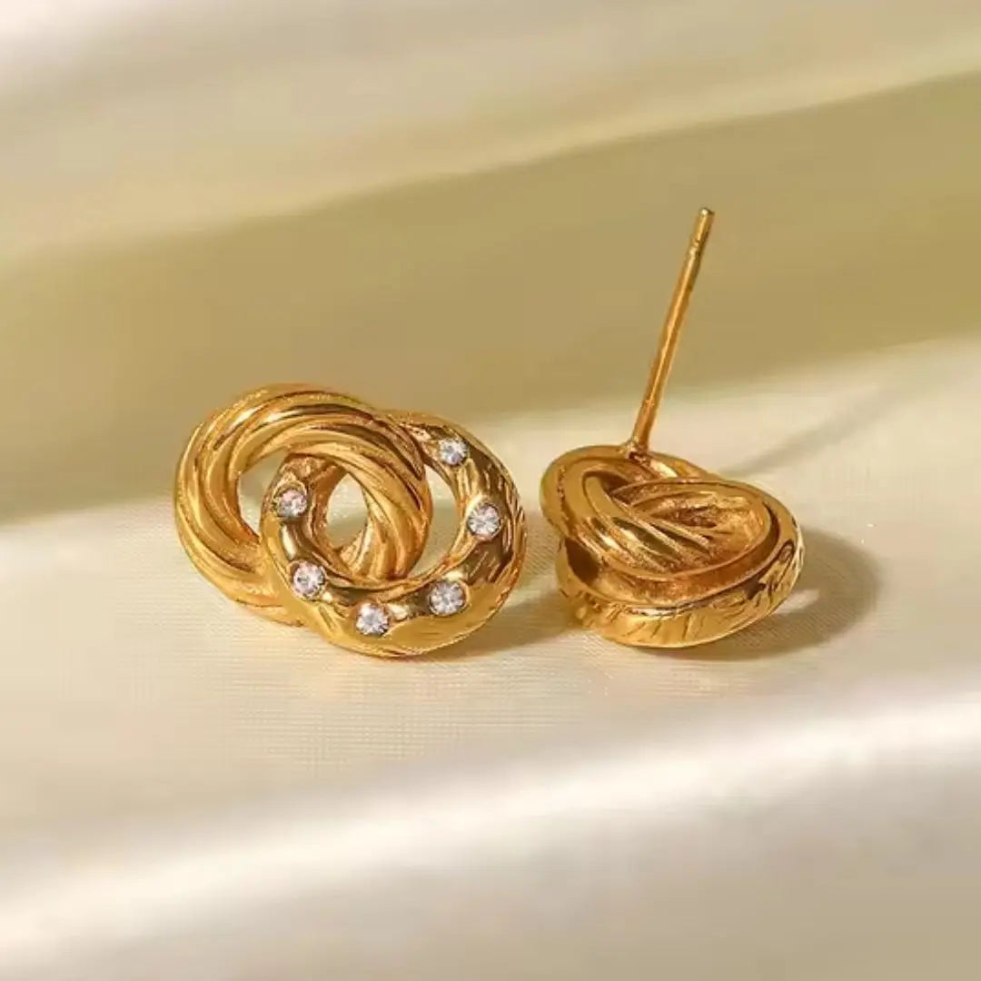 Textured Link Stud Earrings Wisteria