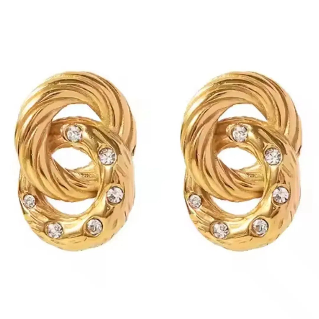 Textured Link Stud Earrings Wisteria