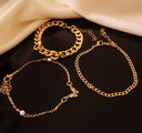 Thick, Medium, and Butterfly Pendant Chain Bracelet Set	