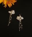Elegant White Shell Flower Pearl Tassel Earrings