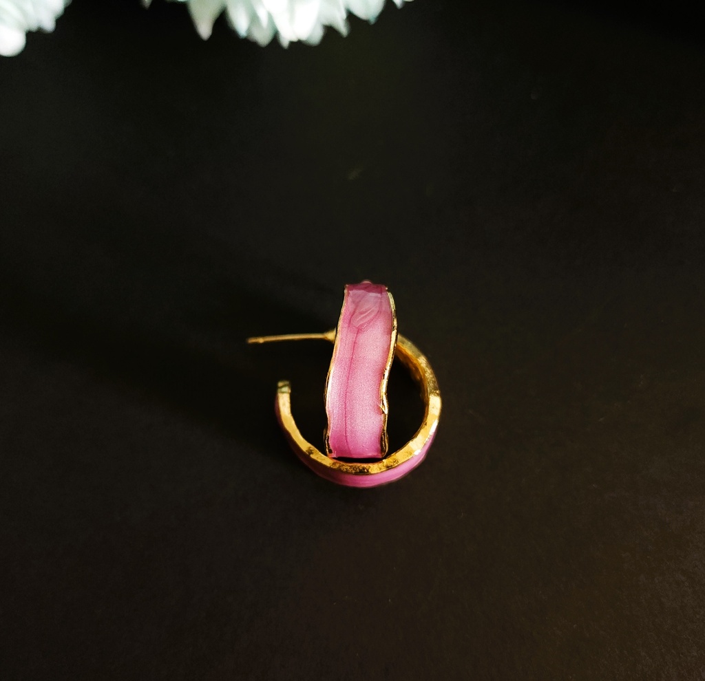Elegant Purple Resin Hoop Earrings