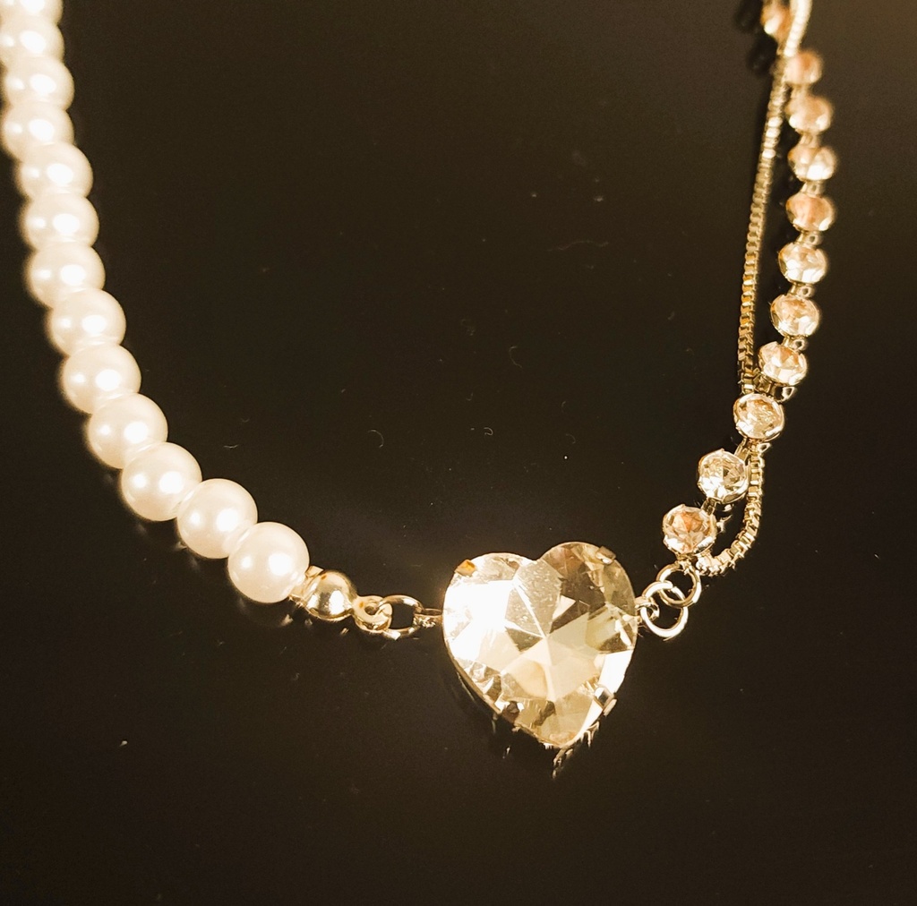 Retro Korean Crystal Heart Necklace