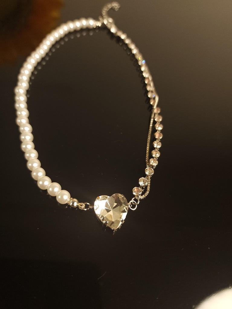 Retro Korean Crystal Heart Necklace