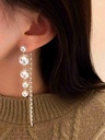 Pearl Dangle Earrings with Sparkling Crystal Stone Tassels