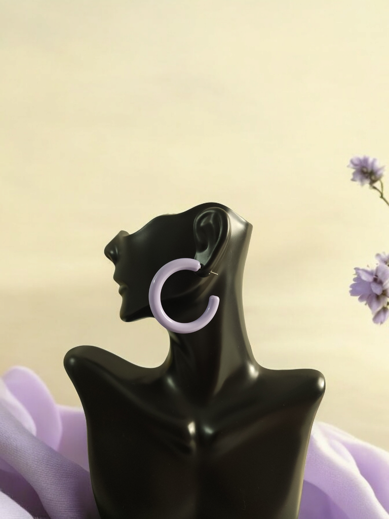 Set Of 5 Lilac and Gold Hoop Earrings