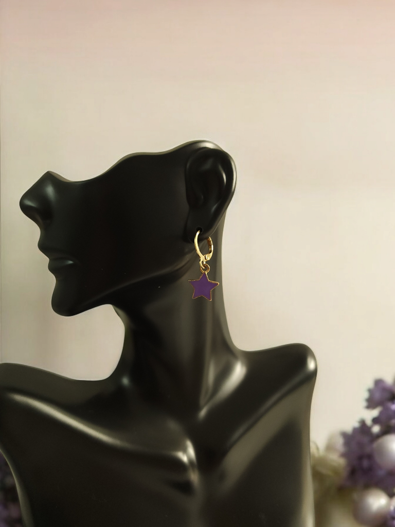Set Of 5 Lilac and Gold Hoop Earrings