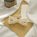 Premium Korean Bow-Shaped Faux Pearl Hair Clip