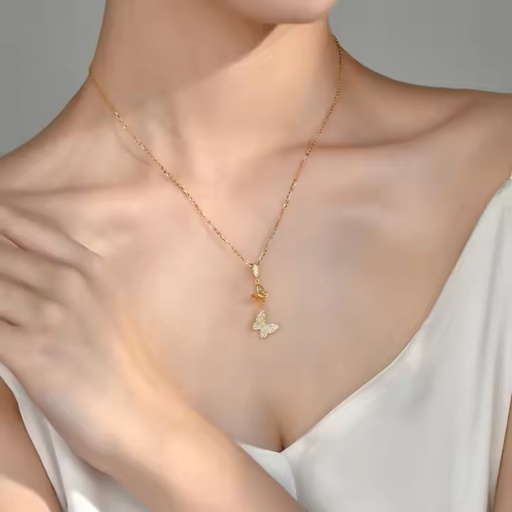 [NS-161-42-Gol] 18k Gold Plated Butterfly Necklace