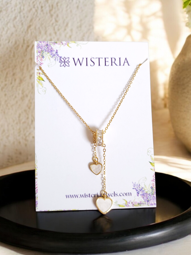 [NS-156-37-Gol] 18k Gold-Plated Lariat Heart Necklace