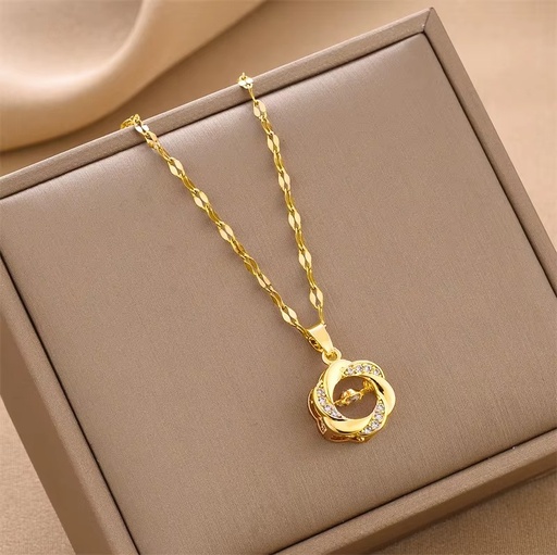 [NS-153-34-Gol] 18K Gold-Plated Flower Pendant Necklace