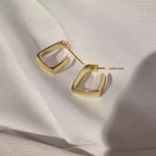 [ER-139-20-Gol] Huggie Square Earrings