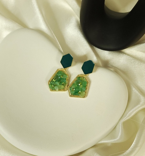 Delicate Rhinestone Geometric Enamel Drop Earrings 