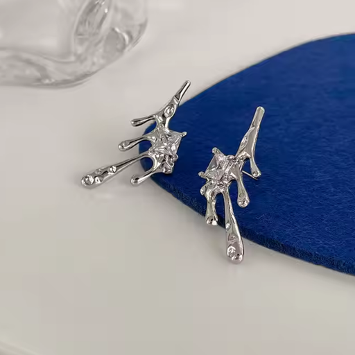 [ER-212-93-Sil] Korean Chic Irregular Geometric Stud Earrings