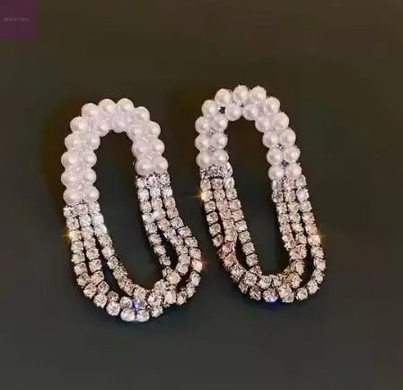 Pearl and Crystal Tassel Earrings