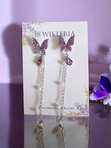 [ER-192-73-Pur] Butterfly Amethyst Earrings - Tassel Earrings