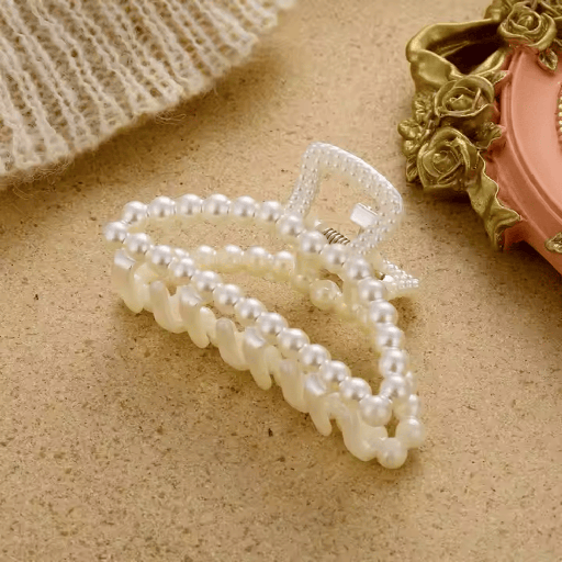 [CL-187-68-Whi] Retro Half-Circle Claw Clip