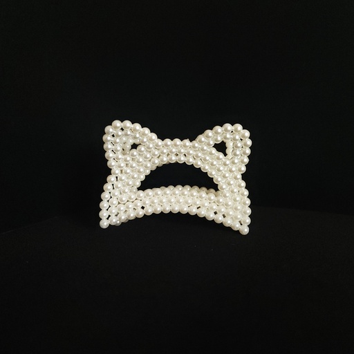 [CL-184-65-Whi] Premium Retro Cat Ear Korean Claw Clip