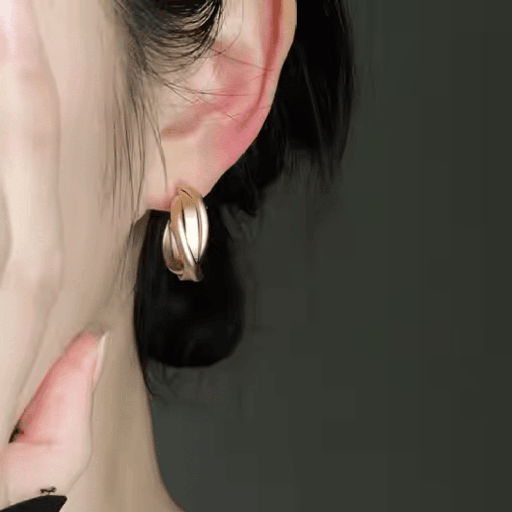 [ER-235-116-Gol] Classic Retro Twisted Gold Hoop Earrings