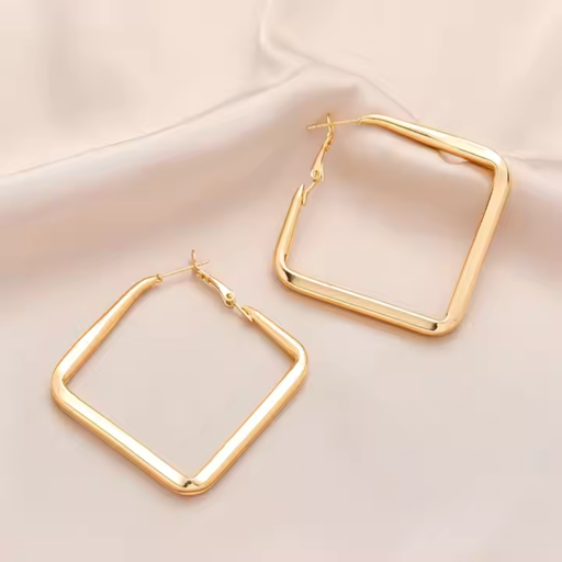 [ER-233-114-Gol] Chic Retro Geometric Square Hoop Earrings