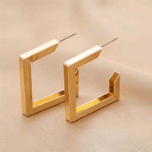 [ER-230-111-Gol] Retro Geometric Square Half Hoop Earrings