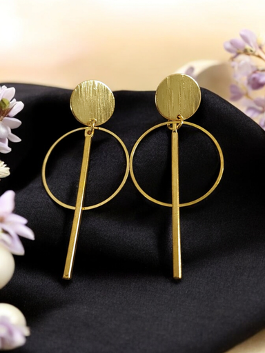 [ER-223-104-Gol] Elegant Round Metal Drop Earrings