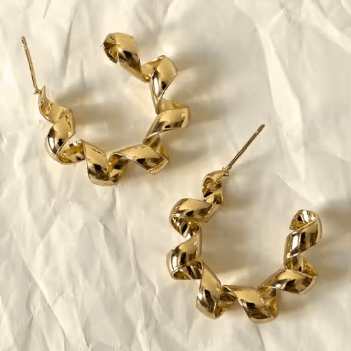 [ER-316-197-Gol] Twirly Gold Hoop Earrings