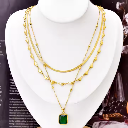 [NS-300-181-Gol] Korean Emerald Gold Necklace