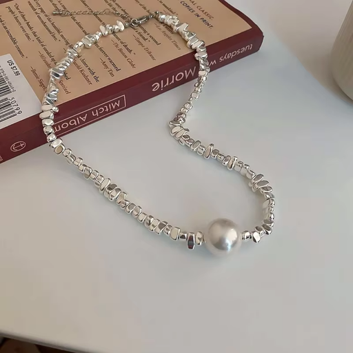[NS-298-179-Sil] Collar Pearl Necklace(Silver)