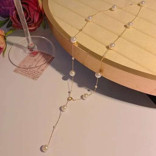 [NS-284-165-Gol] Quirky Lariat Beaded Necklace