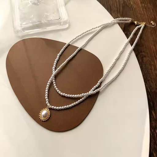 [NS-280-161-Whi] Vintage Layered Pearl Necklace