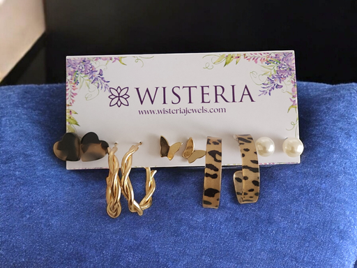 [ES-275-156-Mix] Set Of 5 Classic Studs & Hoop Earrings