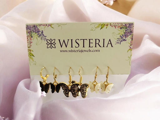 [ES-355-236-Mix] Set of 3 Butterfly Huggie Earrings