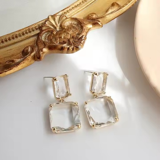[ER-338-219-Gol] Grandeur Crystal Drop Earrings