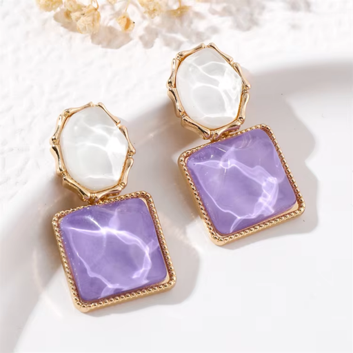 Water Wave Pattern Square Drop Earrings