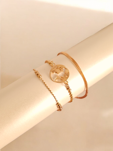 [BR-382-263-Gol] Nature's Harmony Bracelet Trio with Earth-Inspired Pendants