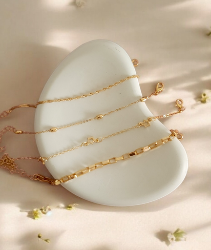 [BR-391-272-Gol] Sleek Layered Chain Bracelet Set (Four-Piece)