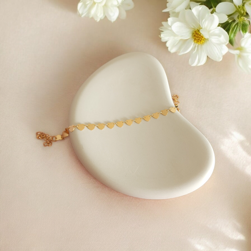 [BR-394-275-Gol] Elegant Heartlink Chain Bracelet