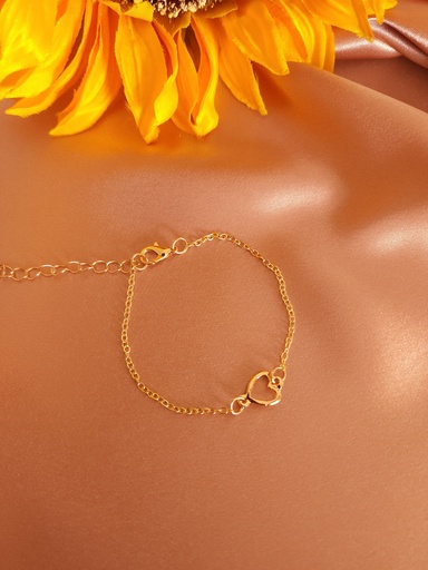 [BR-368-249-Gol] Lovestruck Charm Bracelet with Heart Pendant