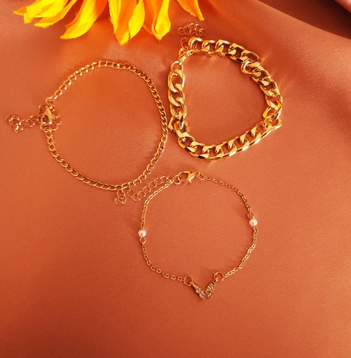 [BR-425-306-Gol] Mystic Flight: Butterfly Pendant Bracelet Set