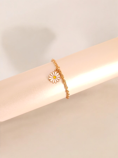 [BR-367-248-Gol] Blossom Grace Bracelet with Floral Drop Charm