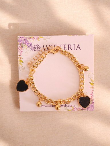 [BR-361-242-Gol] Eclipse Charm Bracelet with Midnight Heart Pendant