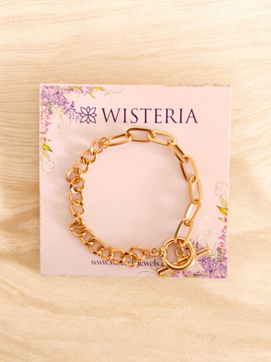 [BR-416-297-Gol] Whispered Links: Sleek Chain Connecting Bracelet 